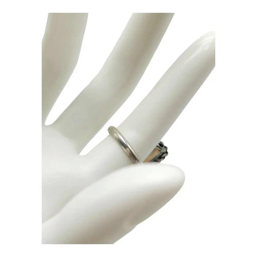 Silver Plated Beige Quartz Gemstone Dome Ring Silver Tone Vintage Size 8